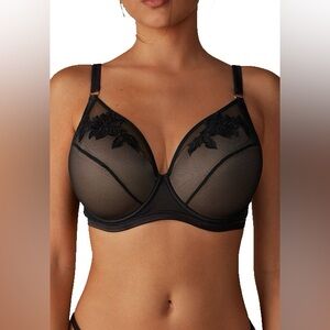Intimissimi Elena Layers of lust bra 38d black nude sheer tulle lace embroidery